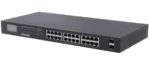INT 561242 Network PoE Switch, 24-Port, 370W PoE Budget, 2 SFP Ports, Gigabit