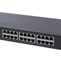 INT 561242 Network PoE Switch, 24-Port, 370W PoE Budget, 2 SFP Ports, Gigabit