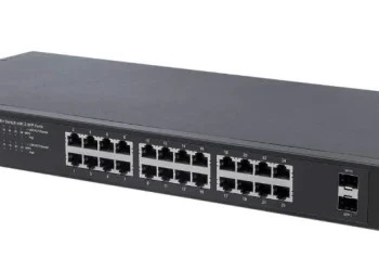 INT 561242 Network PoE Switch, 24-Port, 370W PoE Budget, 2 SFP Ports, Gigabit