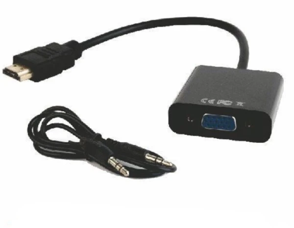 48461.webp A-HDMI-VGA-06 Adapter GEMBIRD HDMI to VGA with audio Black - Slika 1