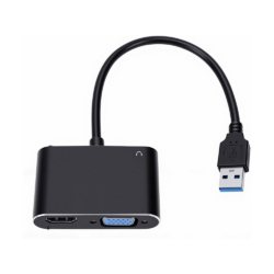 Adapter USB 3.0 JWD na  HDMI, VGA, AUDIO, 3 u 1 crni