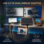 Adapter USB 3.0 JWD na  HDMI, VGA, AUDIO, 3 u 1 crni - Slika 3