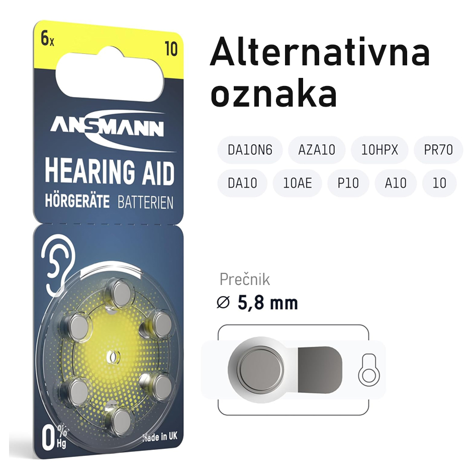 ANSMANN Baterija za slusni aparat tip PR10 blister 6kom - Slika 2