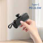 Power bank prenosiva baterija privezak 5000mAh Type C crna