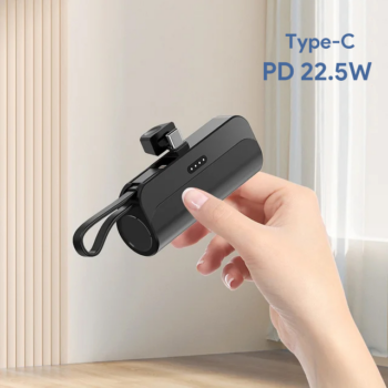Power bank prenosiva baterija privezak 5000mAh Type C crna