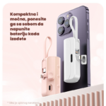 Power bank prenosiva baterija privezak 5000mAh Type C crna - Slika 2