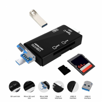 Citac kartica USB JWD 6u1 OTG crni