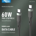 Data kabl KONFULON DC94, 60W, Type C na Type C crni 1m - Slika 2