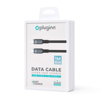 Data kabl Pluginn fast PD 240W Type C na Type C crni 1m