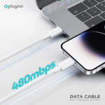 Data kabl Pluginn fast PD 30W Type C na Lightning beli 1m - Slika 4