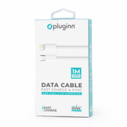 Data kabl Pluginn fast PD 60W Type C na Type C beli 1m