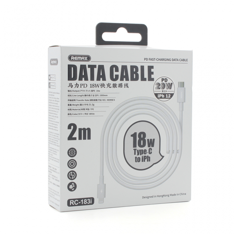 data-kabl-remax-rc-183-type-c-na-iphone-lightning-144068-218074.png Data kabl REMAX RC-183 PD 20W Type C na iPhone lightning 2m beli - Slika 1