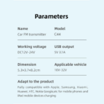 FM transmiter C44 USB, QC 3.0 Bluetooth 5.0, handsfree crni - Slika 6