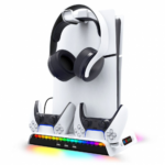 iPega PG-P5S006 vertikalni multifunkcionalni stalak za PS5 slim/PRO RGB beli - Slika 2