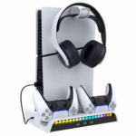iPega PG-P5S006 vertikalni multifunkcionalni stalak za PS5 slim/PRO RGB beli - Slika 3