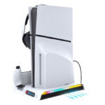 iPega PG-P5S006 vertikalni multifunkcionalni stalak za PS5 slim/PRO RGB beli - Slika 4