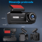 Kamera za Auto DashCam 3u1 JWD 1080P crna - Slika 7