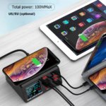 Multi USB punjac WLX-X9 sa LCD-om/8 USB portova+Wireless punjac crni - Slika 3