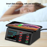 Multi USB punjac WLX-X9 sa LCD-om/8 USB portova+Wireless punjac crni - Slika 5