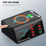 Multi USB punjac WLX-X9 sa LCD-om/8 USB portova+Wireless punjac crni - Slika 7
