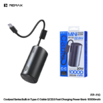 Power bank prenosiva baterija REMAX Coolpad Series FP-110 sa integrisanim Type C kablom 10000mAh crna - Slika 3