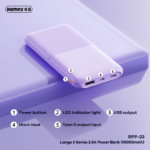 Power bank prenosiva baterija REMAX Lango II Series RPP-23 2.4A 10000mAh ljubicasti - Slika 3