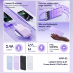 Power bank prenosiva baterija REMAX Lango II Series RPP-23 2.4A 10000mAh ljubicasti - Slika 4