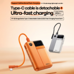 Power bank prenosiva baterija REMAX Range Series FP-122 22.5W sa integrisanim Type C kablom 10000mAh narandzasta - Slika 2