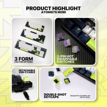 Tastatura Mehanicka Gaming Fantech MK878S RGB Atom 104S Mori bela (Rosie switch)
