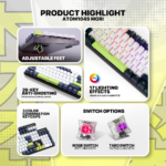 Tastatura Mehanicka Gaming Fantech MK878S RGB Atom 104S Mori bela (taro switch) - Slika 3