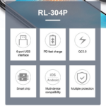 Multifunkcionalni desktop punjac RELIFE RL-304P Smart 6-porta digitalni displej - Slika 3